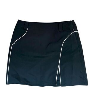 Nivo by Lanctot Skort Womens 10 Black Skirt Piping Split Hem Pockets Golf Tennis